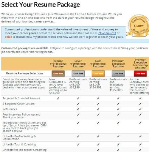 Select your resume package