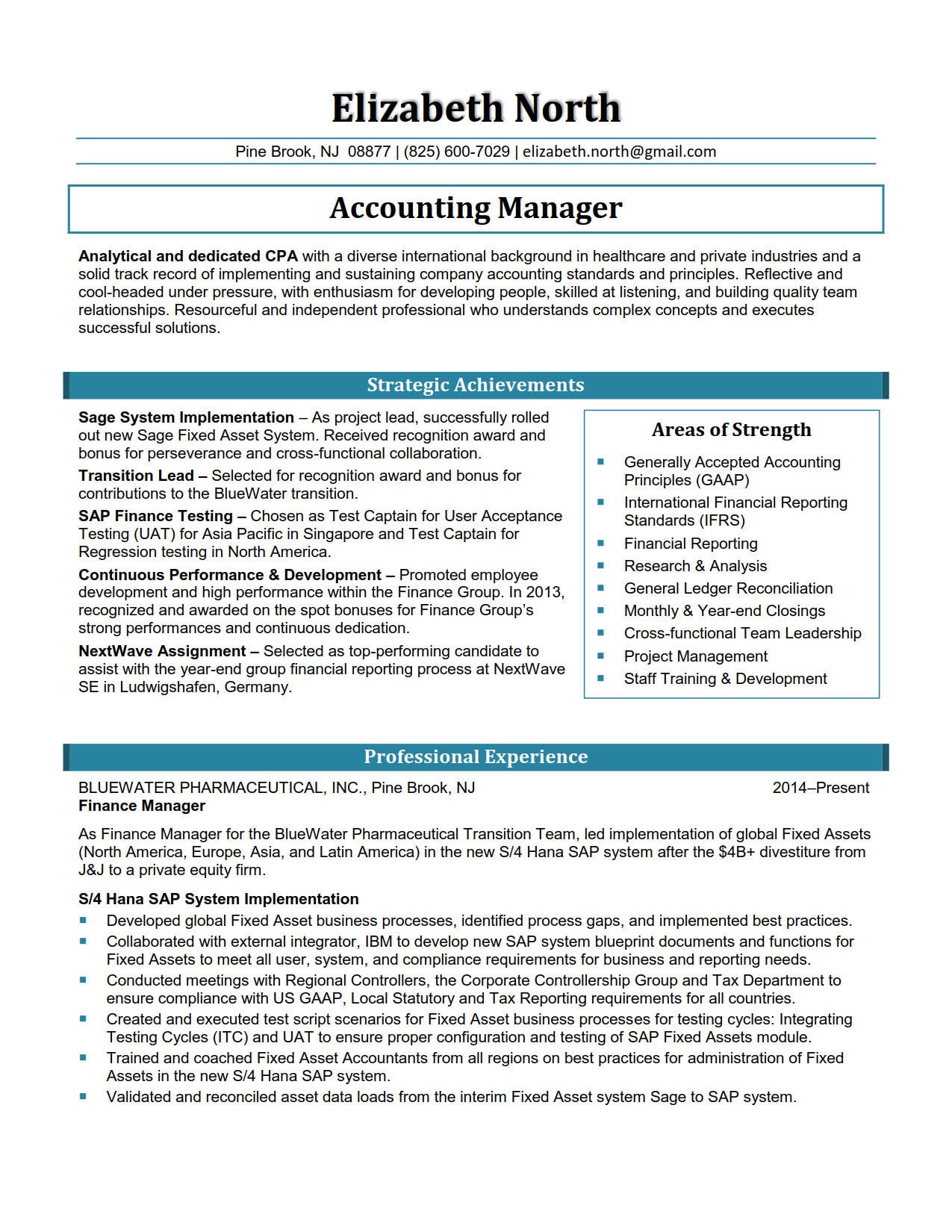 Accounting Manager Resume Sample